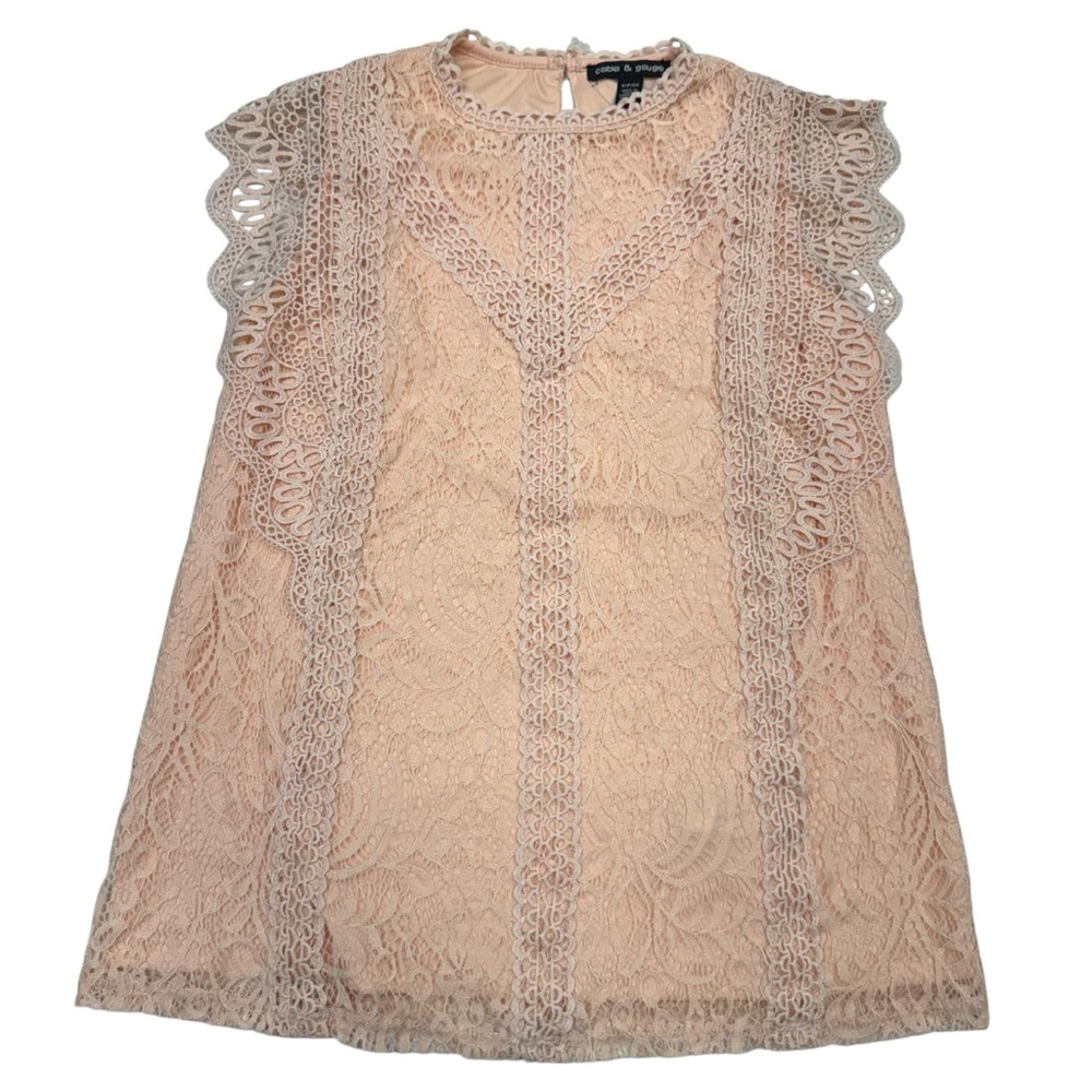 Cable & Gauge Sleeves Lace Top Fairy Coquette Size S Cottagecore Preppy Y2K - Picture 4 of 9